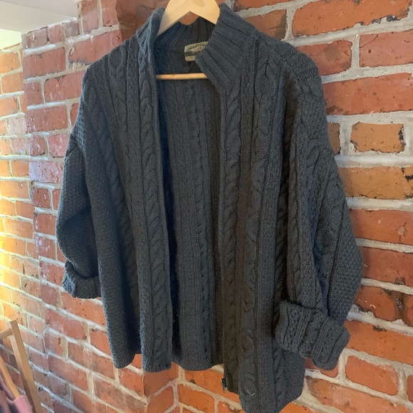 100% Merino Wool AranCrafts Ireland Zip-up Sweater - Picture 1 of 4